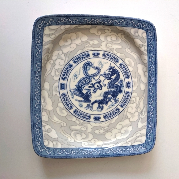 Blue Dragon / Phoenix Cheng's(Unmarked) Wht. Jade RectanglePlate 1of2 Never Used - Picture 3 of 5